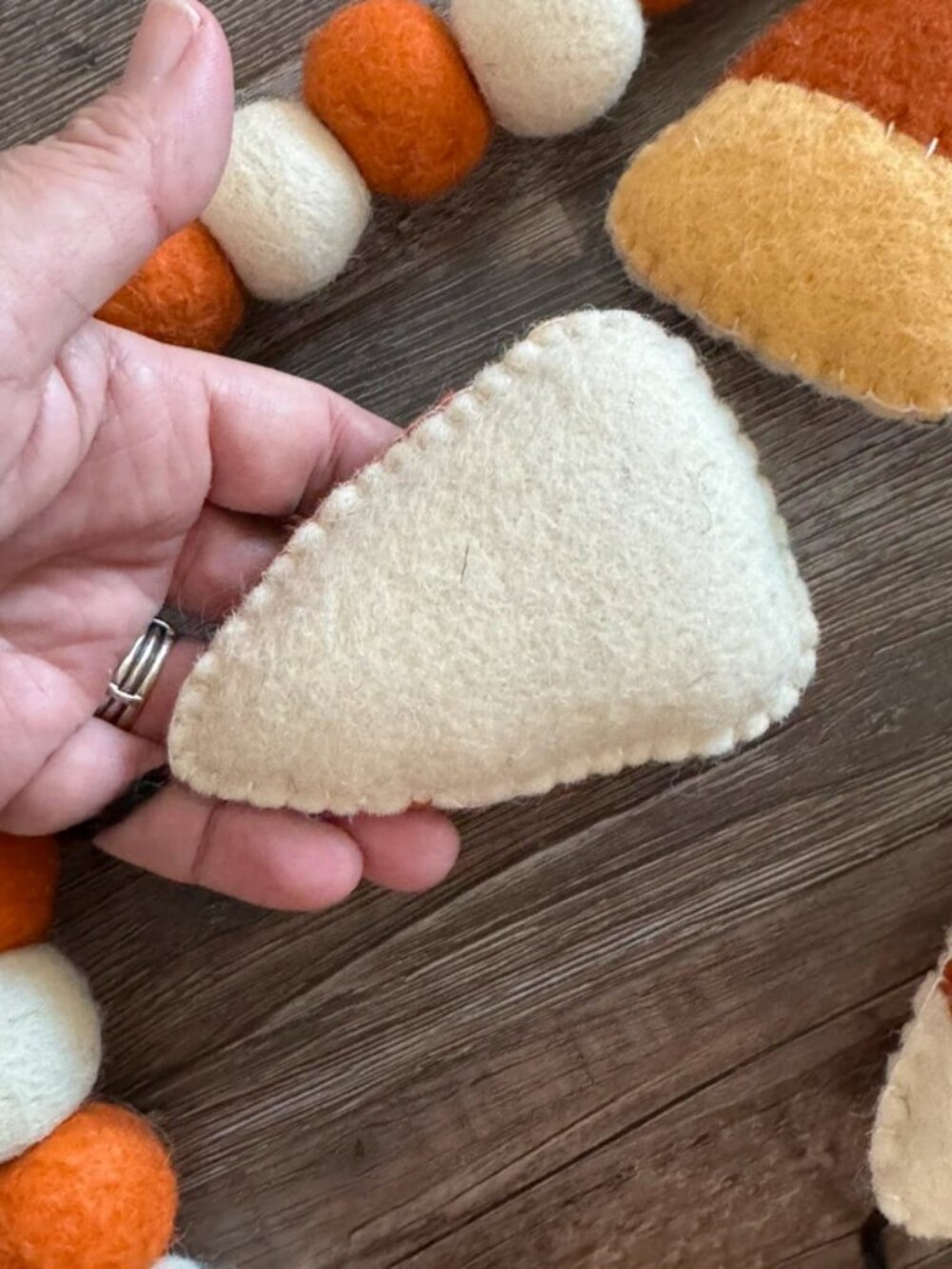 Candy Corn Felt Pom Pom Garland Halloween Autumn 72” - Picture 7 of 7